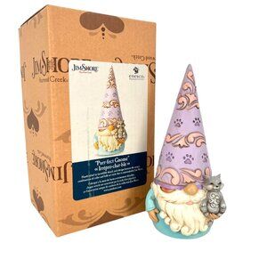 Jim Shore "Purr-fect Gnome" Cat Figurine Handcrafted Polyresin NIB